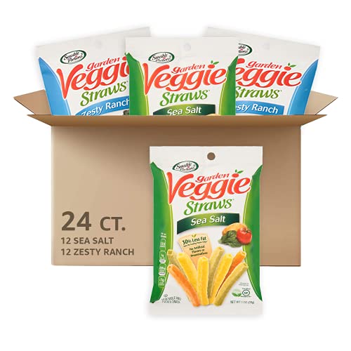 Sensible Portions Garden Veggie Straws Snack Size Variety Pack Sea Salt and Zesty Ranch, Salted, 24 Ounce - Sea Salt and Zesty Ranch - 1 Ounce (Pack of 24)