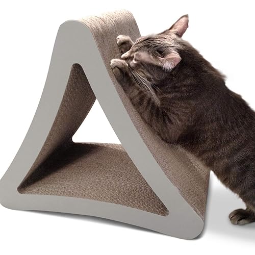 PetFusion 3-Sided Vertical Cat Scratching Post | Available in 18” & 24” | Multiple Angle Cat Scratching Pad; 6 Usable Sides. Scratch; Play; & Perch | 100% Recyclable Cardboard Cat Lounge. 1 Yr Warr