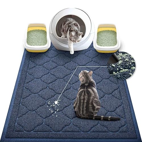 WePet Cat Litter Box Mat, Kitty Premium PVC Pad, Durable Trapping Rug, Phthalate Free, Urine-Resistant, Scatter Control, XXL 47 x 36'', Blue - XXL 47 x 36'' #02 Cadet Grey