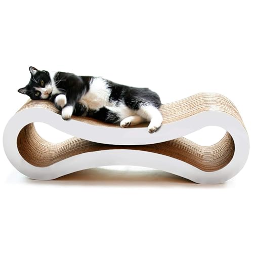 PetFusion Ultimate Cat Scratcher Lounge; Reversible Infinity Scratcher in Multiple Colors. Made from Recycled Corrugated Cardboard; Durable & Long Lasting. 1 Yr Warranty - Cloud White