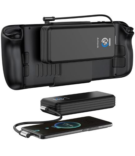 Antank Magnetic Power Bank Compatible with Steam Deck, 16000mAh 45W PD Fast Charging Portable Battery Bank, External Battery Pack Detechable Magnetic Back Mount & Dual USB Cable(Only for Hua-ying Fan)