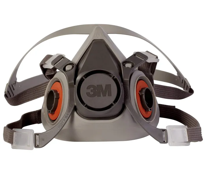 3M Half Facepiece Reusable Respirator 6200, Gases, Vapors, Dust, Paint, Cleaning, Grinding, Sawing, Sanding, Welding, Adjustable Headstraps, Bayonet Connection, Medium -