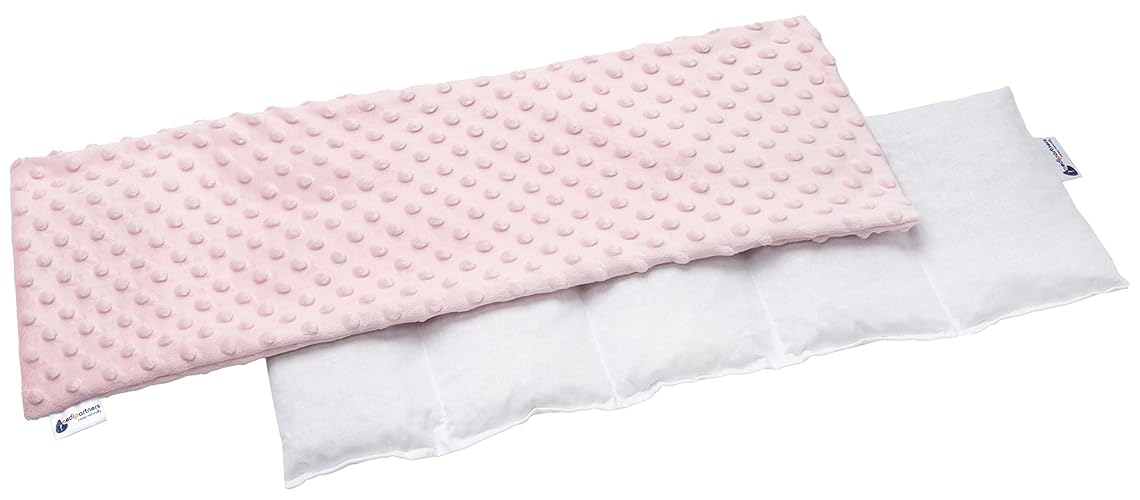 Medi Partners Kirschkernkissen 60x20cm 800g Minky 5 kammern Körnerkissen groß Öko Natur Wärmekissen Kältetherapie abnehmbarer Bezug (Hell-Pink)