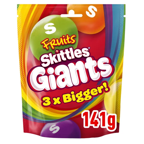 Skittles Giants Chewy Fruit Sweets Pouch, Sweets Gift, Sharing Pouch 141g