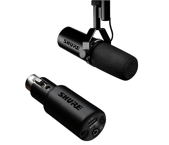 Shure SM7dB Dynamic Vocal Microphone w/Built-in Preamp for Streaming, Podcast, & Recording + Shure MVX2U XLR-to-USB Digital Interface with Headphone Jack, Integrated Pre-amp with 60dB Gain Control - SM7dB Dynamic Vocal Microphone w/Built-in Preamp for Streaming, Podcast