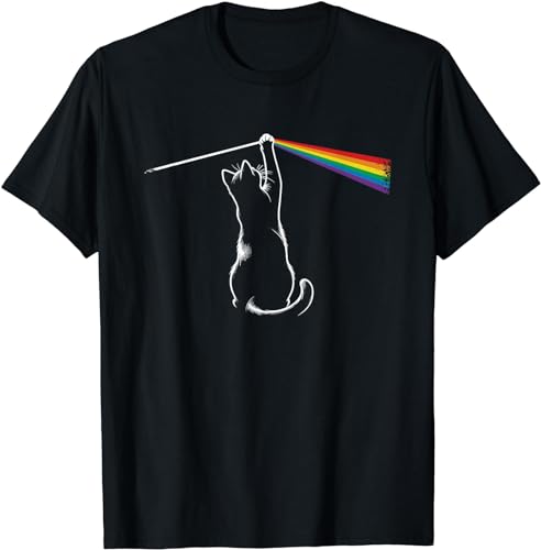 Funny Cat Rock Music Gift Men Kids Women Funny Cat T-Shirt - Large - Black