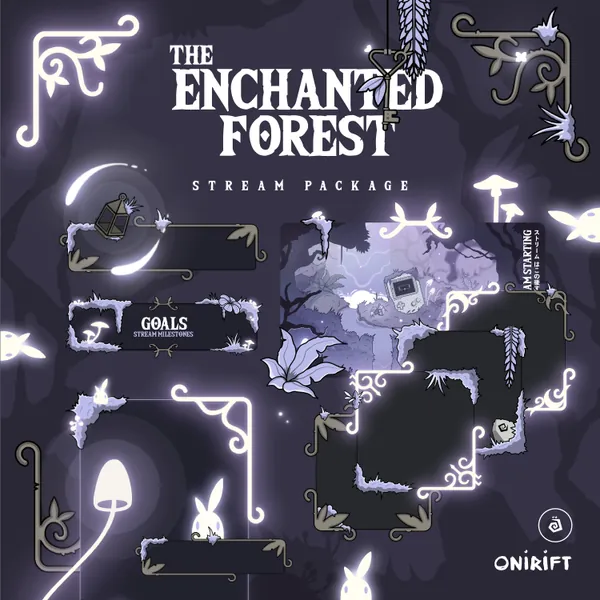 Enchanted Forest Stream Package for TWITCH, YOUTUBE, Lush Nature - Glow Mushroom - Mystic Forest - Pastel Purple, Pale Blue - Stream Overlay