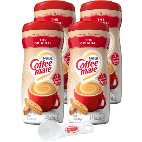 Coffee mate The Original Powder Creamer, 11 oz (Pack of 4) with By The Cup Scoop - 