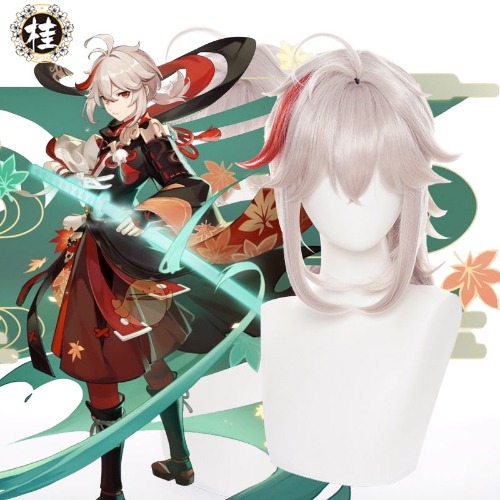 Uwowo Game Genshin Impact Kaedehara Kazuha Cosplay Wig 40cm Gray Short Hair