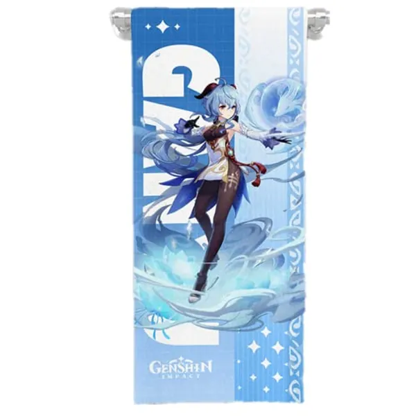 TANSHOW Genshin Impact Anime Figure Bath Towel Soft and Absorbent Premium Bathroom Towel Microfiber Quick Drying Bath Towels Printed Bath Towels 13.7*29.5 inch (ganyu) - ganyu