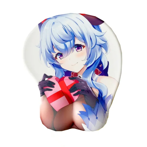 CHSSONG Ganyu Mouse Pads Game Office PC Desk 3D Silicone Mousepad School Supplies Wrist Rests Home Gamer Computer Accessories, 10.23(L)*8.66(W)*1.18(H)inches