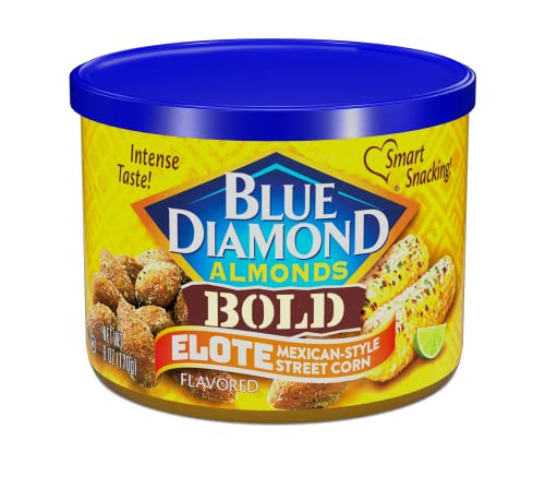 Blue Diamond Almonds, BOLD Elote Mexican Street Corn Flavored Snack Nuts, 6 Ounce Can - Elote Mexican Street Corn - 6 Ounce (Pack of 1)