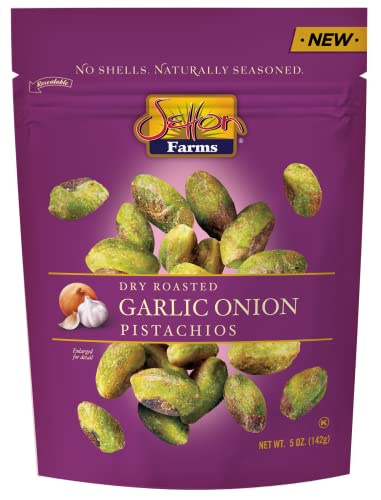 Setton Farms Pistachios, Scorpion Pepper Extreme Flavor, Naturally Seasoned, Dry Roasted No Shell, Non-GMO Project Verified, Gluten Free, Vegan, Kosher, 5 Oz - Garlic Onion - 5 Ounce (Pack of 1)