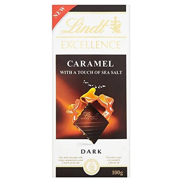 Lindt Chocolate Excellence Dark Caramel & Sea Salt 100g x 4 Bars - Caramel 3.52 Ounce (Pack of 4)