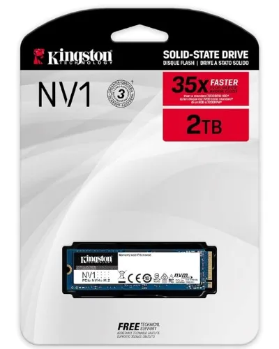 Kingston SSD NV1 2000GB M.2 NVMe PCIe Gen 3.0 x 4 Carriles 2280 Lectura: 2100MB/s y Escritura: 1700MB/s (SNVS/2000G)