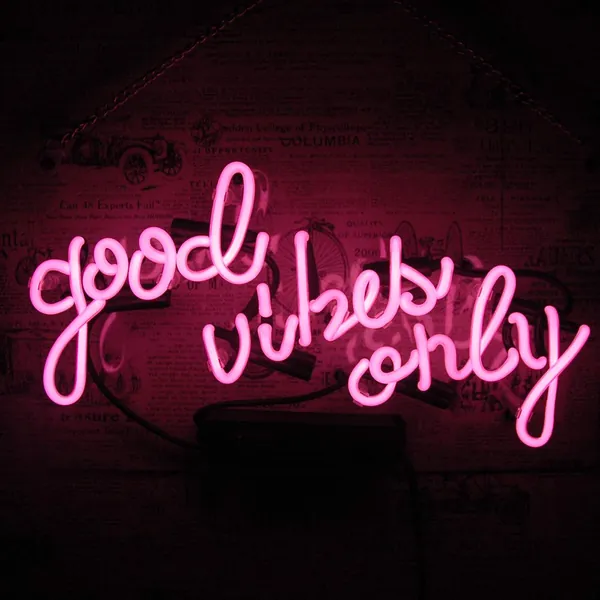 Good Vibes Only 14"x9" Neon Sign Wall Lights, Handmade Real Glass Tube Lamp, Bedroom Decorations, Beer Bar Pub Home Room Windows Garage Wall Decor Wedding Party Decoration (D-Good Vibes Only 14"x9")