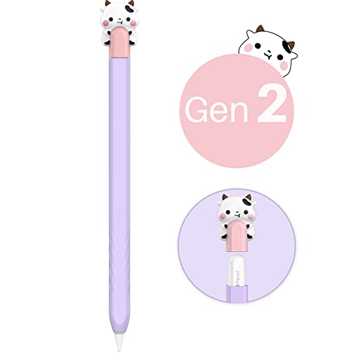 NIUTRENDZ Cute Cow Apple Pencil Case for Apple Pencil 2nd Generation Case Silicone Protective Cover Sleeve Skin Accessories (Purple) - Apple Pencil 2nd Generation - Purple