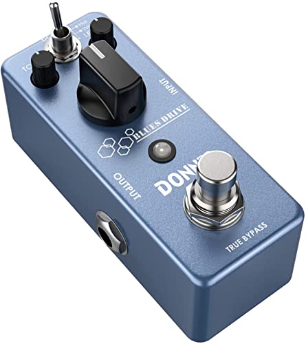 Donner Overdrive Guitar Pedal, Blues Drive Vintage Overdrive Effect Warm/Hot Modes True Bypass - Blue Overdrive