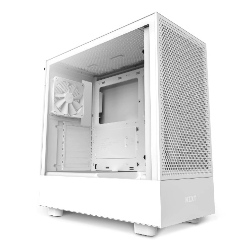 Nzxt H5 Flow - CC-H51FW-01 - Premium ATX Mid-Tower PC Gaming Gehäuse - Airflow Mesh Front - Seitenteil aus gehärtetem Glas - Extra GPU Lüfter - Wasserkühlung Ready - USB C - Weiß - Flow Weiß