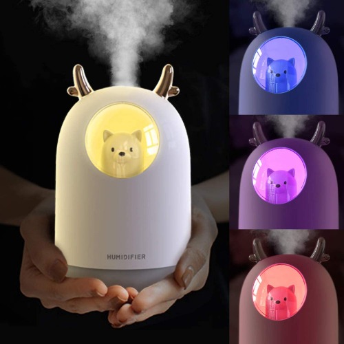 Mini Humidifier, Luftbefeuchter, 300ML USB Flüsterleiser Ultraschall Funktion, Raumbefeuchter, Luftbefeuchter Schlafzimmer, Automatischer Abschaltung und Nachtlichtfunktion, Tragbar Einstellbarem usw