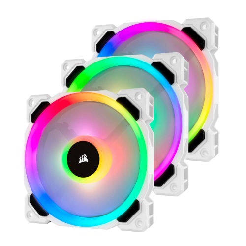 Corsair LL120 RGB LED PWM PC-Pc Fan (120mm Dual Light Loop RGB LED, 3-Pack white - 3-Pack with Lighting Node PRO