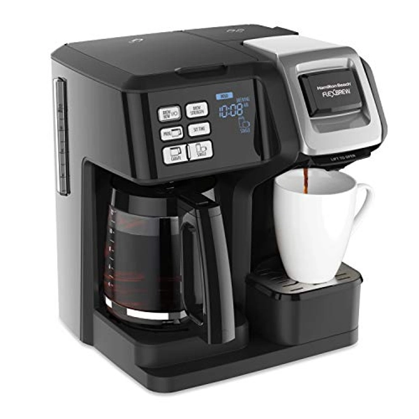 Hamilton Beach 49976 FlexBrew Trio 2-Way Coffee Maker, Compatible with K-Cup Pods or Grounds, Combo, Single Serve & Full 12c Pot, Black
