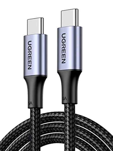 UGREEN 100W USB C to USB C Cable Type C Fast Charging Compatible with iPhone 15/15 Plus/15 Pro/15 Pro Max/Samsung Galaxy S23/S22 Ultra/Laptop/Tablet/Switch, etc. 6.6FT Black