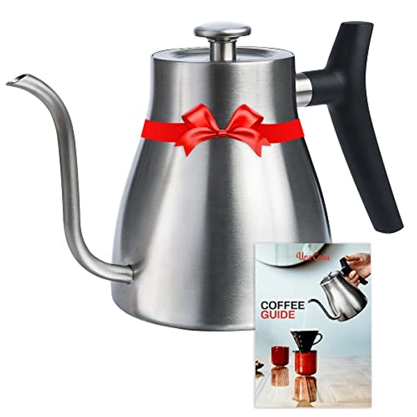 Uno Casa Gooseneck Kettle for Stove Top - Pour Over Kettle with Thermometer for Coffee and Tea - Suitable for all Stovetops