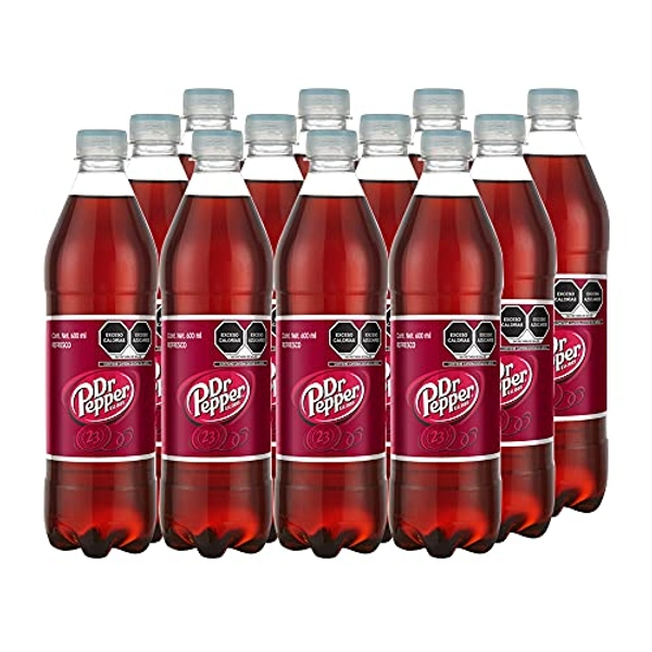 DR Pepper Botella Pet, 600 mililitros, 12 Pack