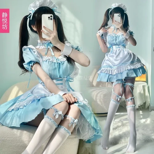 2023 Blue Lovely Lolita Maid Costume Girl Lovely Maid Role Playing Costume Animation Show Japanese Clothing Dress - AliExpress 