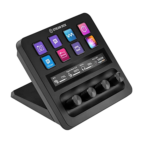 Elgato Stream Deck +, Audio Mixer, Production Console and Studio Controller and for Content Creators, Streaming, Gaming, with customisable touch strip dials and LCD keys, works with Mac and PC - Stream Deck + - Black
