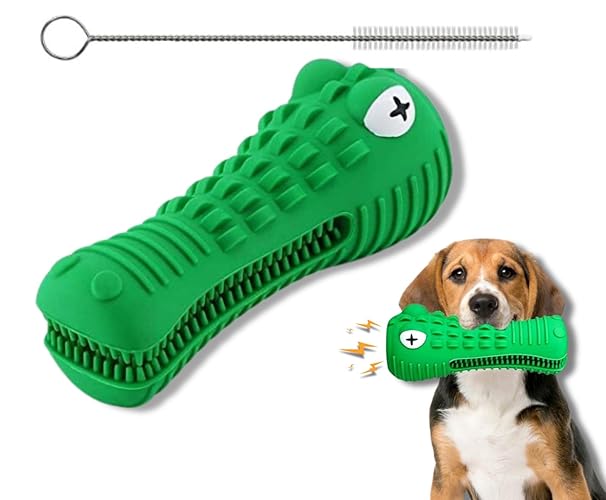 ZP-PY Dog Chew Toys for Aggressive Chewers: Alligator Dog Toys for Large/Medium/Small Breed - Indestructible Dog Toys - Toothbrush Rubber for Dog Teeth Cleaning - Squeaky Sound for Dog Attraction