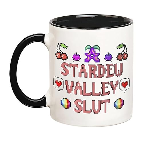 WINGFd Stardew Valley Slut Mug, Stardew Valley Gift, Funny Stardew Valley Mug, 11 Oz Novelty Coffee Mug, Black