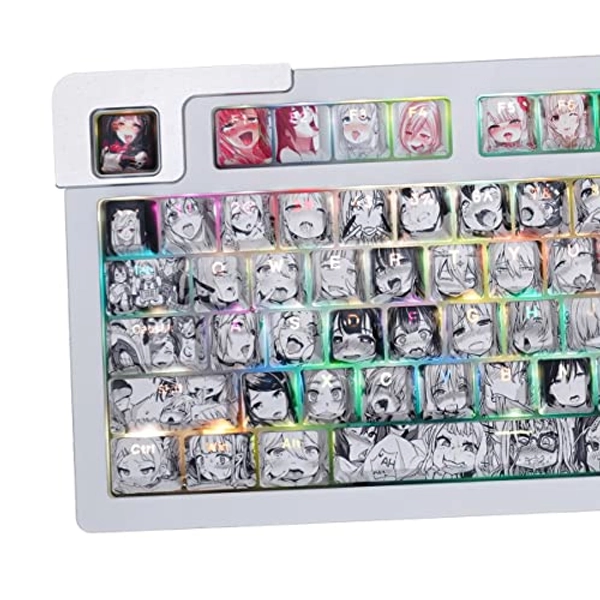 Gliging Translucent Keycaps PBT Dye Sublimation OEM Profile 108 Keycap Set Japanese Anime Keycap Keyset with Puller for Cherry Mx Gateron Kailh Switch Mechanical Keyboard (Anime Keycap) - Translucent OEM Profile