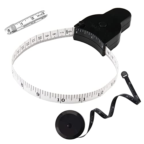 Automatic Telescopic Tape Measure, Body Measure Tape 60 inch (150cm), Self-Tightening Retractable Measuring Tape for Body Accurate Way to Track Weight Loss Muscle Gain by One Hand, 3 Piece - Black