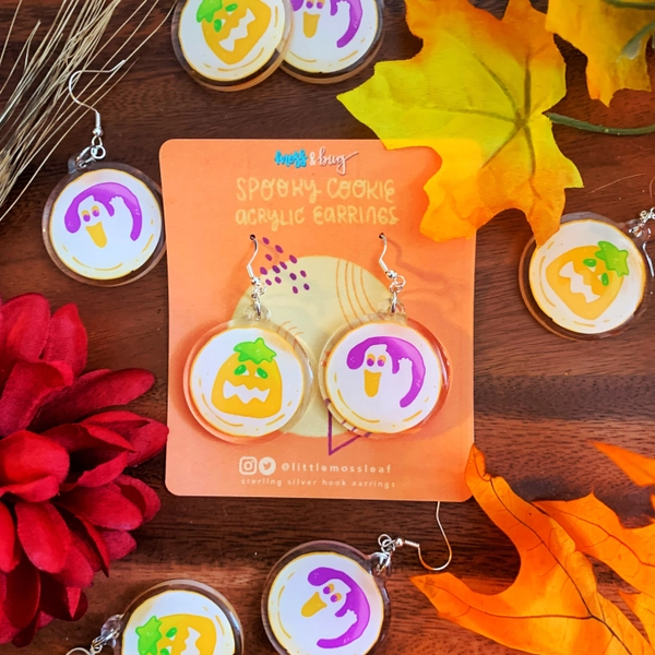 Halloween Cookie Earrings | Cute Spooky Fall Ghost & Pumpkin Trick or Treat Themed