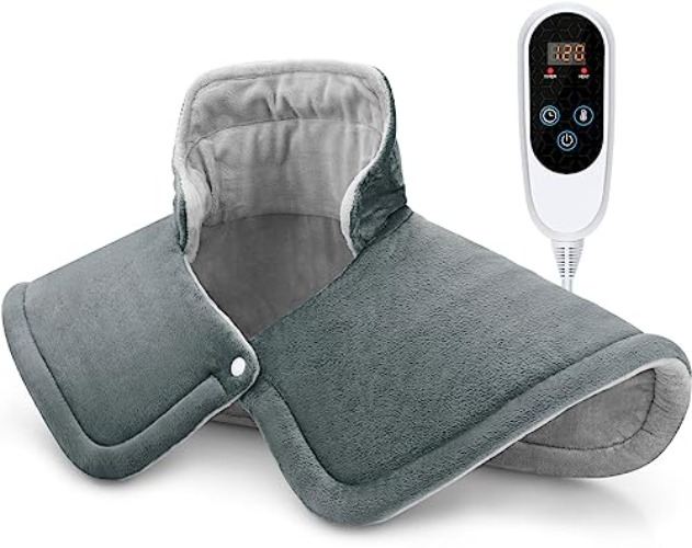 Heating Pad for Neck and Shoulders, 2lb Weighted Neck Heating Pad for Back Pain Relief, 6 Heat Settings 4 Auto-Off, Gifts for Women Men Mom for Christmas, Birthday, Mothers Day,17"x23" Gray - Gray