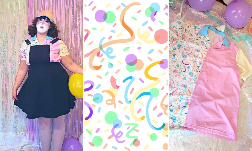 Circus Bear Clowncore Button Down - Pastel