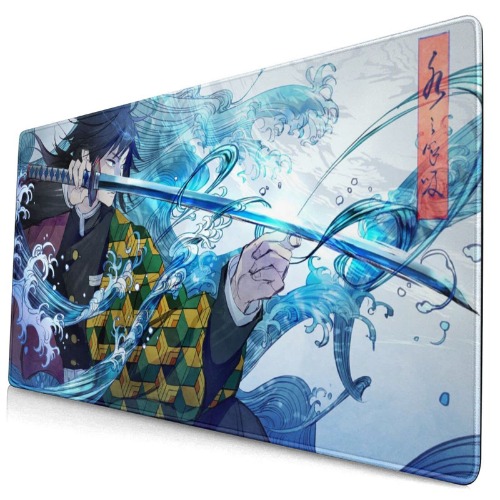 Alfombrilla de mouse grande para juegos extendida, base antideslizante, alfombrilla de computadora de 24 x 14 pulgadas, alfombrilla de mouse de anime (anime japonés Demon Slayer Tomioka Giyuuu)