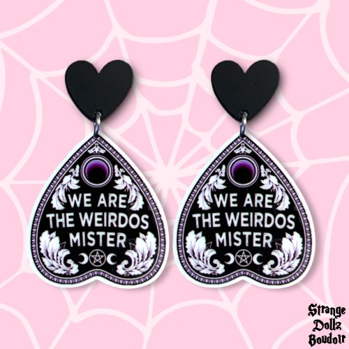 We are the Weirdos earrings, 925 sterling silver, Ouija Board, Strange Dollz Boudoir