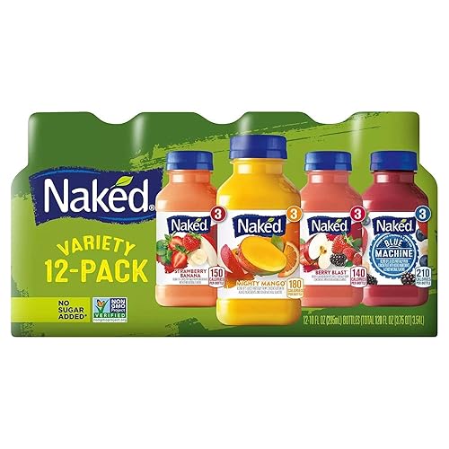 Generic Naked Juice Variety Pack | Strawberry Banana, Mighty Mango, Berry Blast and Blue Machine | No Sugar Added And Non GMO - 2 Boxes (12 Juice Total, Pack of 1)