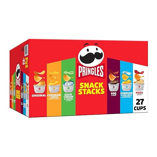 Pringles Potato Crisps Chips, Snack Stacks, Lunch Snacks, Office and Kids Snacks, Variety Pack (27 Cups) - 6-Flavor Variety