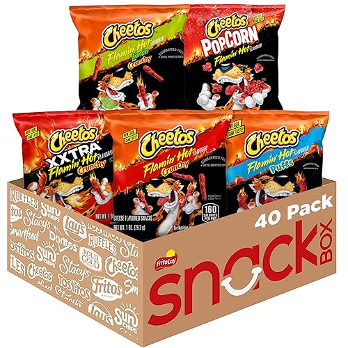 Cheetos Cheese Flavored Snacks, Flamin' Hot Mix Variety Pack, (Pack of 40) - Flamin' Hot Variety - 1 Ounce (Pack of 40)