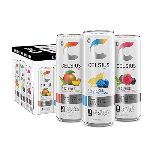 CELSIUS Fizz Free Variety Pack, Functional Essential Energy Drink 12 Fl Oz (Pack of 12) - Fizz Free Variety Pack - 12 Fl Oz (Pack of 12)