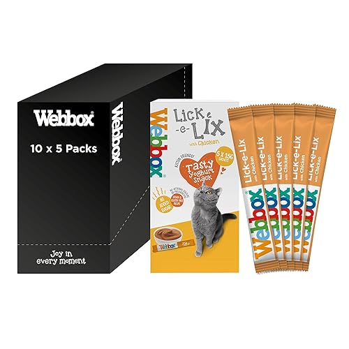 Webbox Lick-e-Lix Cat Treats, Chicken - Kitten Friendly, Grain and Gluten Free, No Artificial Preservatives or Colours (10 x 5 Packs) - Chicken