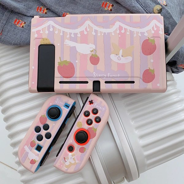 Kawaii Switch Cover Case Pink Strawberry Switch OLED Protective Case - Switch
