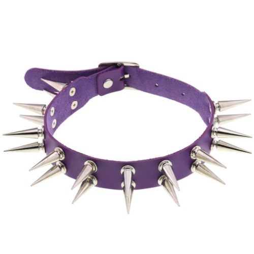 Gothic Rivet Nail Choker: Double Row - Purple