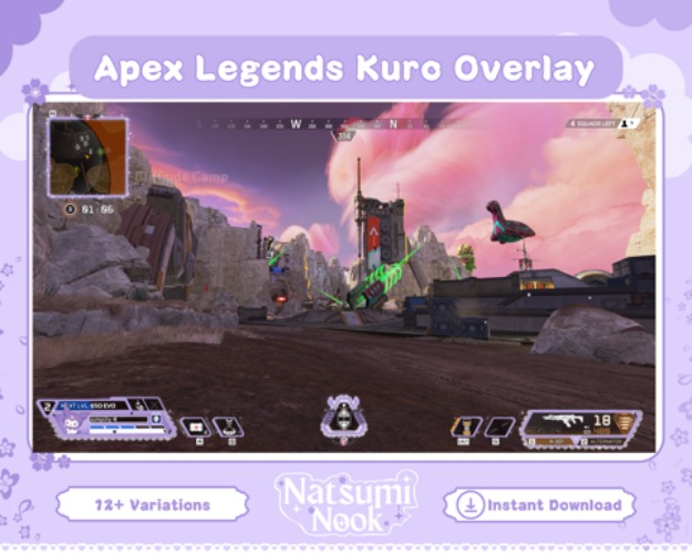 Kuromi Purple Lace Apex Overlay | Apex Legends Overlay Stream | Apex Legends Custom Health Bar Overlay | Stream Overlay |  - twhiffany's Ko-fi Shop