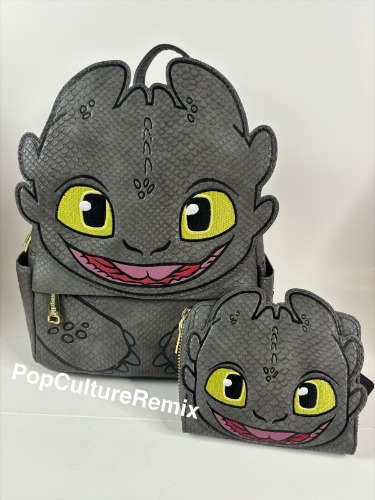 Loungefly How To Train Your Dragon Toothless Mini Backpack &amp; Wallet Set