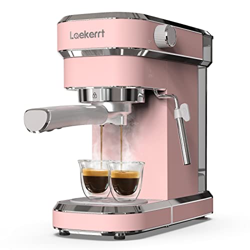 Laekerrt Professional Espresso Machine 20 Bar, Espresso Maker with Milk Frother Steam Wand, Stainless Steel Home Coffee Machines for Cappuccino and Latte, Gift for Women Wife Daughter or Mom, Pink - Pink